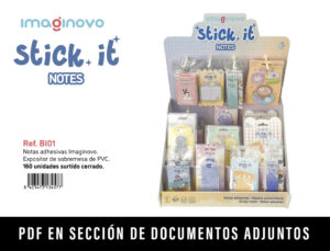 Bloco notas adesivas imaginovo expositor secretaria pvc 160 unidades sortidas 310x270x420 mm