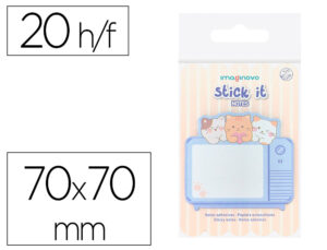 Bloc notas adhesivas imaginovo meow 20 hojas television 70x70 mm