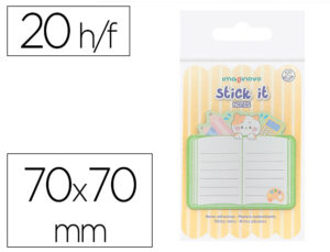 Bloco de notas adesivas imaginovo meow 20 folhas formato caderno 70 70 mm