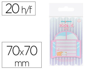 Bloc notas adhesivas imaginovo meow 20 hojas ventana 70x70 mm