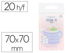 Bloc notas adhesivas imaginovo meow 20 hojas florero 70x70 mm
