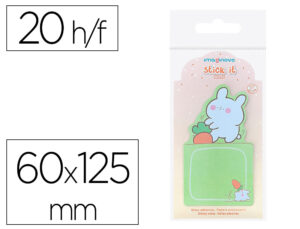 Bloc notas adhesivas imaginovo bunny con soporte 20 hojas verde 60x125 mm