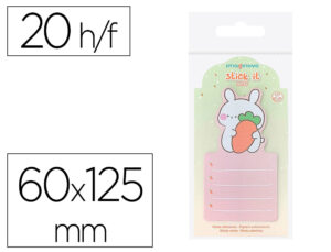 Bloc notas adhesivas imaginovo bunny con soporte 20 hojas naranja 60x125 mm