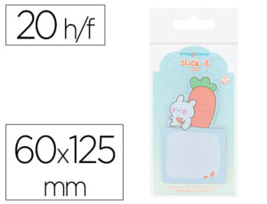 Bloc notas adhesivas imaginovo bunny con soporte 20 hojas azul 60x125 mm