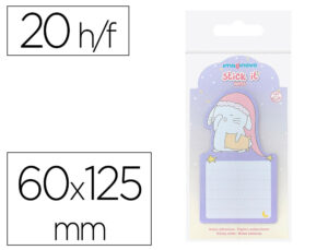 Bloc notas adhesivas imaginovo bunny con soporte 20 hojas morado 60x125 mm