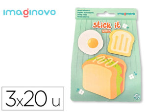 Bloc notas adhesivas imaginovo foodies sandwich 20 hojas tamaños surtidos