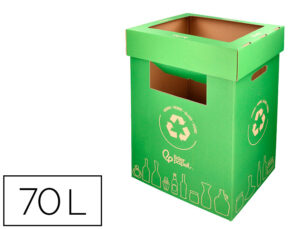 Contentor para reciclagem liderpapel cartao reciclado para vidro 450x350x650 mm 70 litros verde