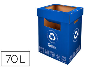 Contentor para reciclagem liderpapel cartao reciclado para papel e cartao 450x350x650 mm 70 litros azul