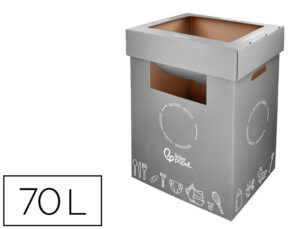 Contentor para reciclagem liderpapel cartao reciclado para residuos nao reciclaveis 70 litros 450x350x650 mm cinza