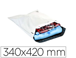 Envelope q-connect de plastico bolsa para envios 100% recicladas com autofecho cor branco 340x420 mm