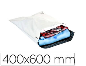Envelope q-connect de plastico bolsa para envios 100% recicladas com autofecho cor branco 400x600 mm