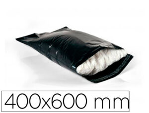 Envelope q-connect de plastico bolsa para envios 100% recicladas com autofecho cor preto 400x600 mm