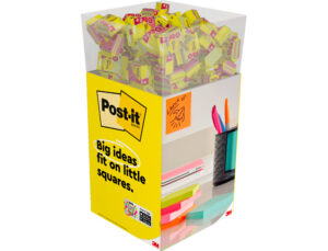 Bloco de notas adesivas post-it cubo 76x76 mm expositor chao de 96 unidades sortidas 400x400x900 mm
