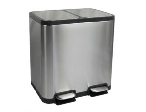 Cesto metalico maul cycle aco inoxidavel com pedal 20+20 litros