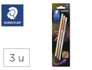 Lapis de grafite staedtler norix com forma inteligente hb blister de 3 unidades cores sortidas