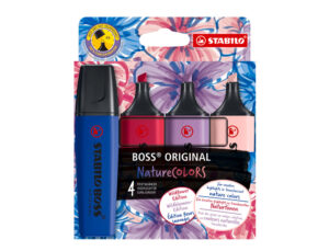 Marcador stabilo boss fluorescente nature colors edicao wildflower estojo de 4 unidades cores sortidas