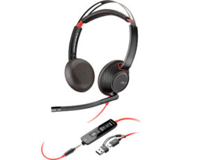 Auriculares poly con cable blackwire 5220 usb-c conexion 3,5 mm adaptador usb-c/a