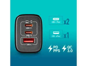 Carregador gan ngs de parede ultra rapido para portatil de 65w com saida tipo usb-c e cabo usb-c a usb-c comprimento 1,5