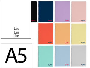 Caderno espiral liderpapel a5 wonder capa plastico 80f 90gr liso cores sortidas