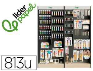 Expositor de belas-artes liderpapel de chão madeira com 813 unidades sortidas 1716x300x1900 mm
