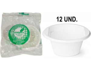 Tigela de plastico reutilizavel campisol 250ml embalagem de 12 unidades