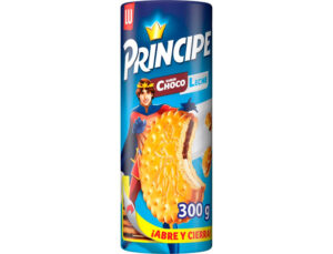 Bolachas principe recheio chocolate e leite embalagem de 300 gr