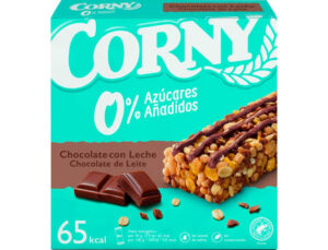Barritas de cereais corny 0% acucares chocolate com leite caixa de 6 unidades 20 gr