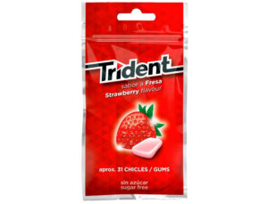 Chiclete trident sabor morango sem acucar bolsa de 43,5 gr