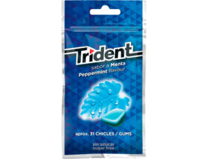 Chiclete trident sabor menta sem acucar bolsa de 43,5 gr