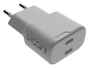 Carregador de parede groovy 2 usb-c carregamento rapido branco