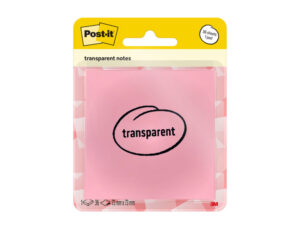 Bloc de notas adhesivas quita y pon post-it 73x73 mm 36 hojas transparente salmón