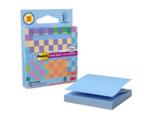 Bloc de notas adhesivas quita y pon post it z-notas super sticky 100% pefc 76x76 mm dispensador 90 hojas azul
