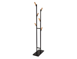 Perchero metalico maul rima pie 6 colgadores de madera color negro 1840x480x230 mm