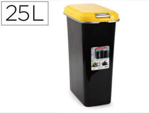 Contenedor para reciclaje plasticforte 25 l con tapa color amarillo parchis