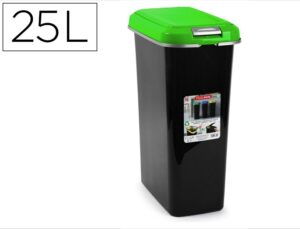 Contenedor para reciclaje plasticforte 25 l con tapa color verde parchis