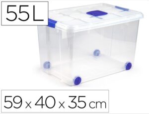 Contenedor de plastico plasticforte 55 litros n 4 transparente con tapa 590x400x350 mm