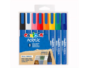 Marcador carioca acrílico paint marker ponta média estojo de 8 unidades cores sortidas