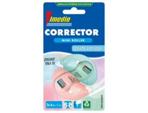 Corrector imedio cinta mini 5 mm x 6 mt pastel blister de 2 unidades