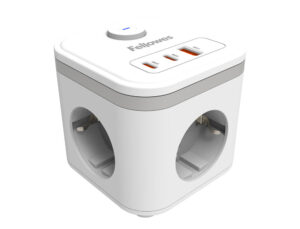 Regleta fellowes cubo multienchufes 3 tomas corriente + 2xusb c + a usb a color blanco
