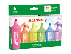 Rotulador fluorescente alpino up caja de 6 unidades colores surtidos