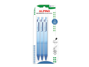 Boligrafo alpino silencioso agarre antideslizante tinta azul punta 1 mm blister de 3 unidades