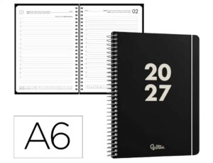 Agenda de escritório Liderpapel 2027 Espiral Basic Dia/Página A6 Bilíngue Papel 60G Fsc Design 1