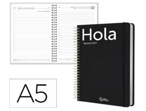 Agenda de escritório Liderpapel 2027 Espiral Classic Dia/Página A5 Bilíngue Papel 70G Fsc Design 1