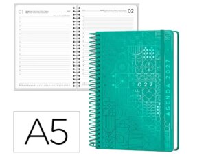 Agenda de escritório Liderpapel 2027 Espiral Syros Dia/Página A5 Bilíngue Papel 60G Fsc Design 5