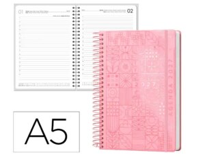 Agenda de escritório Liderpapel 2027 Espiral Syros Dia/Página A5 Bilíngue Papel 60G Fsc Design 6