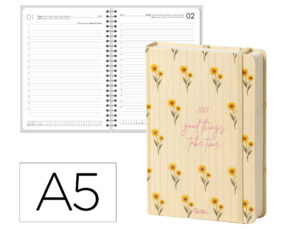 Agenda de escritório Liderpapel 2027 Encadernada Flowers A Semana À Vista A5 Bilíngue Papel 70G Fsc Design 2