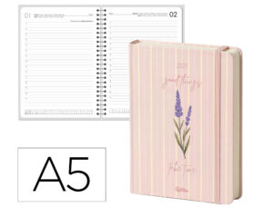 Agenda de escritório Liderpapel 2027 Encadernada Flowers A Semana À Vista A5 Bilíngue Papel 70G Fsc Design 3