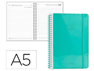 Agenda de escritório Liderpapel 2027 Espiral Neon Dia/Página A5 Bilíngue Papel 70G Fsc Design 2