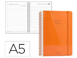 Agenda de escritório Liderpapel 2027 Espiral Neon Dia/Página A5 Bilíngue Papel 70G Fsc Design 4