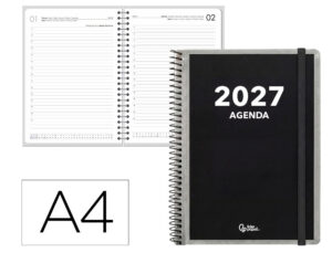 Agenda de escritório Liderpapel 2027 Espiral Personalizável Dia/Página A4 Bilíngue Papel 70G Fsc Design 1